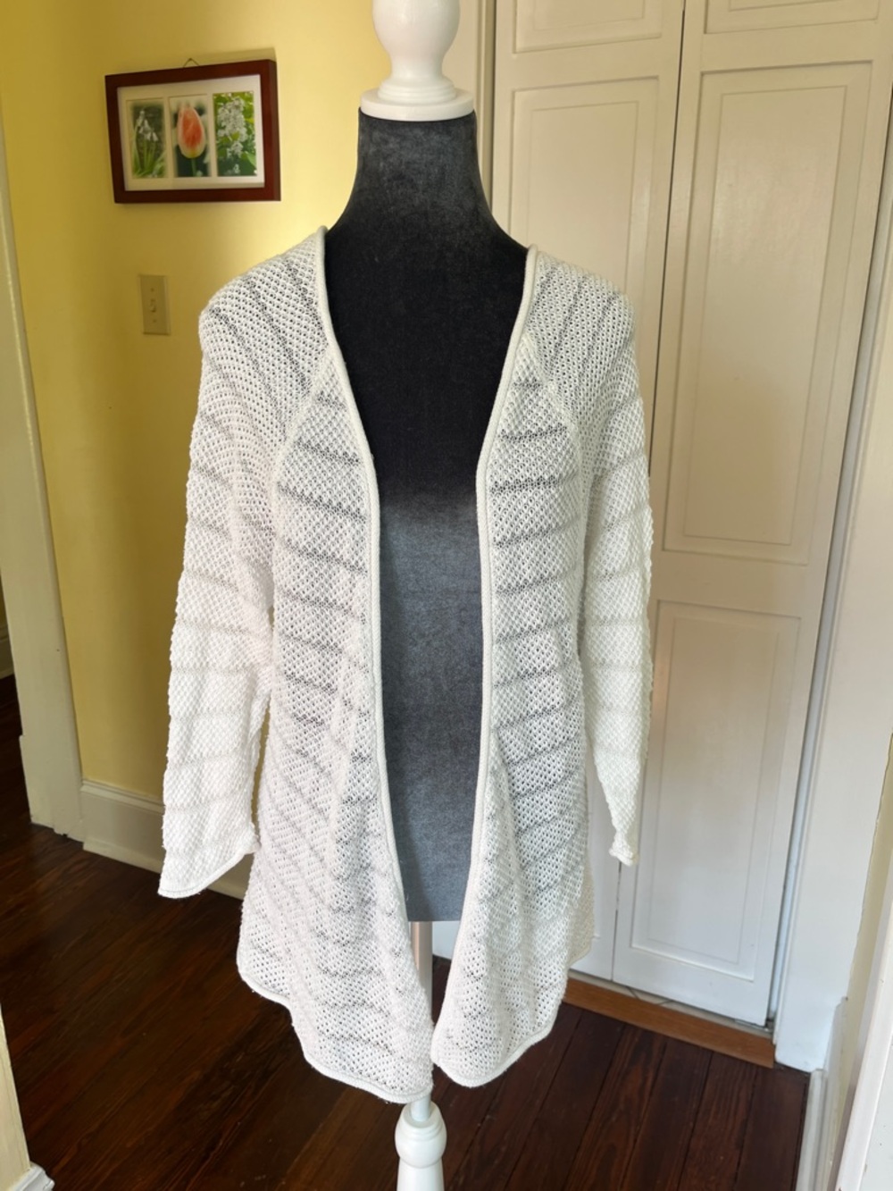 Gap Rolled Neck Lightweight Open-Front Knit Cardigan - White